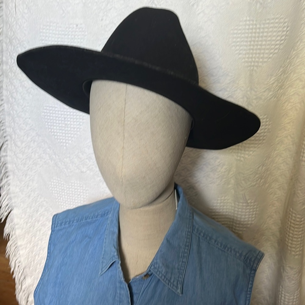 😄Black Cowboy Hat 7.5 vintage wool